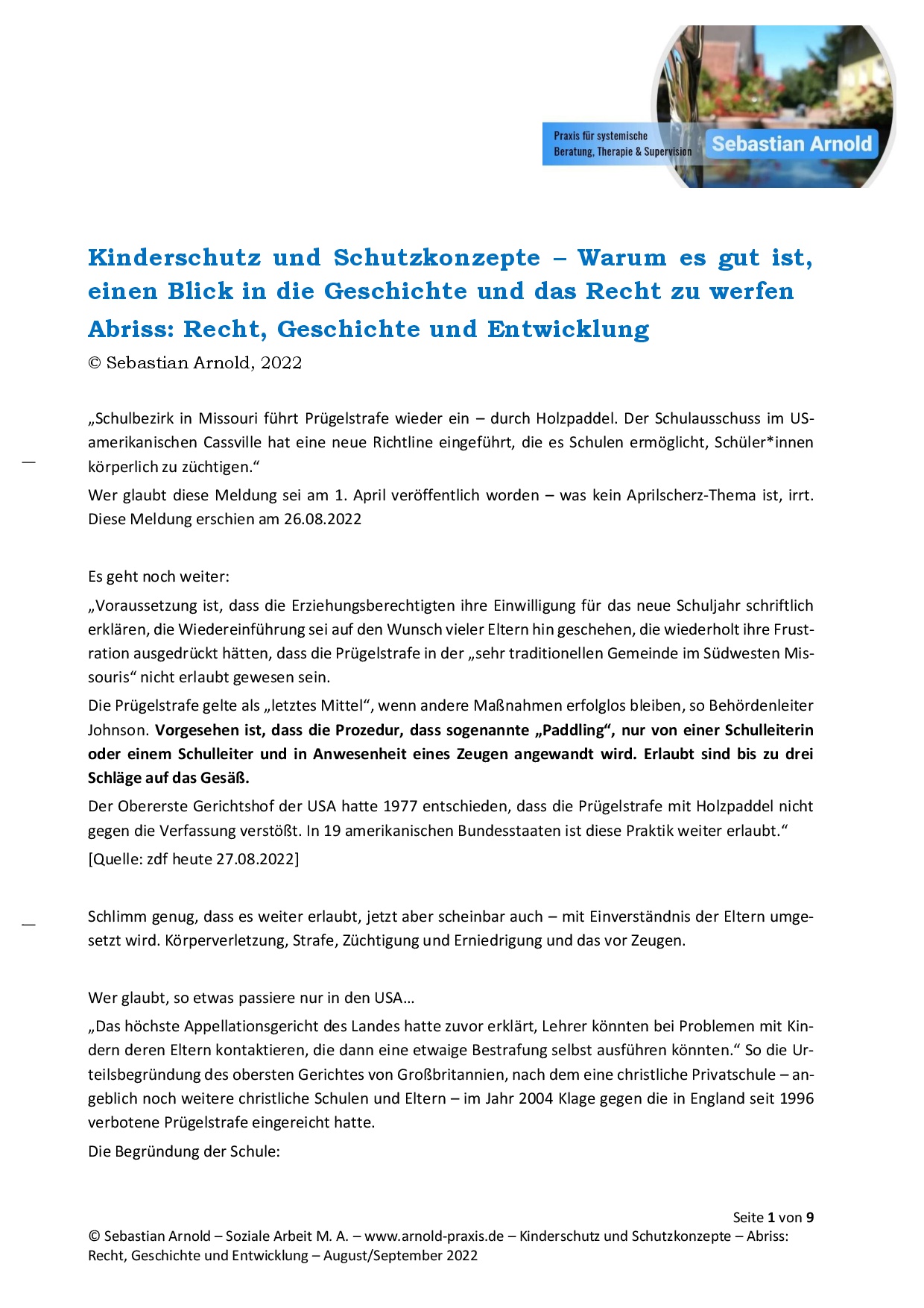 Kinderschutz und Schutzkonzepte – Seite 1